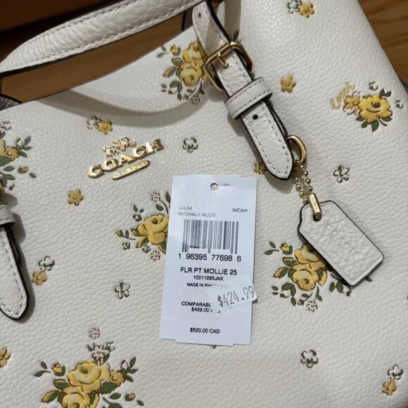 🌸❤️ Coach Mollie Tote Bag 25 With Floral Print - Picture 10 of 10
